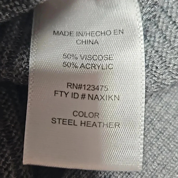 Adrienne Vittadini Size Medium Steel Gray Ribbed Tunic Turtleneck Sweater - Picture 10 of 16